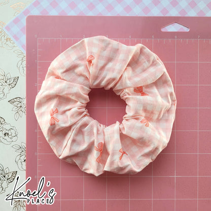 LILY | Pink Coquette Gingham Bow Handmade Cotton Scrunchies