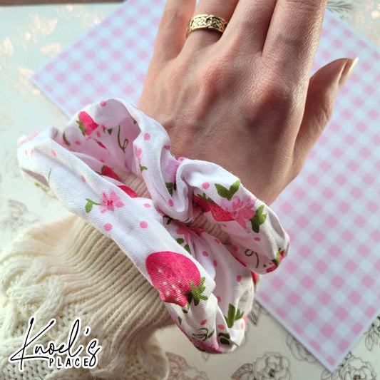 Strawberry Bloom | Kawaii Cute Handmade Cotton Scrunchies