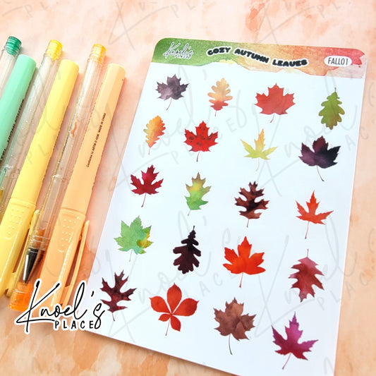 Cozy Autumn Leaves Planner Sticker Sheet