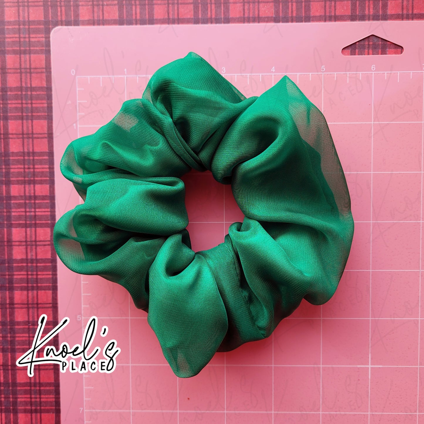Emerald Green Handmade Scrunchies | Double-Layer Satin & Chiffon Oversized or Single Layer Satin Hair Ties