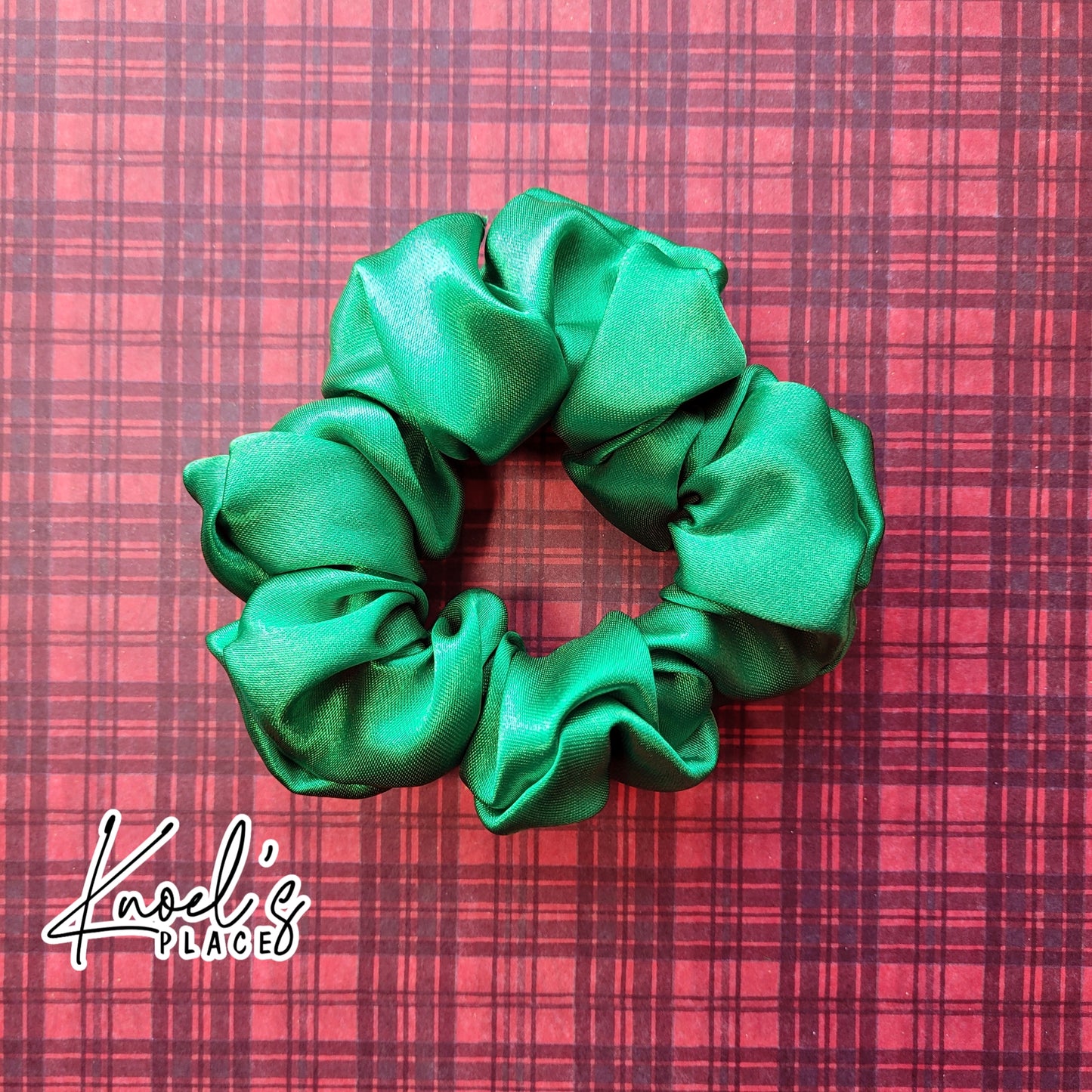 Emerald Green Handmade Scrunchies | Double-Layer Satin & Chiffon Oversized or Single Layer Satin Hair Ties