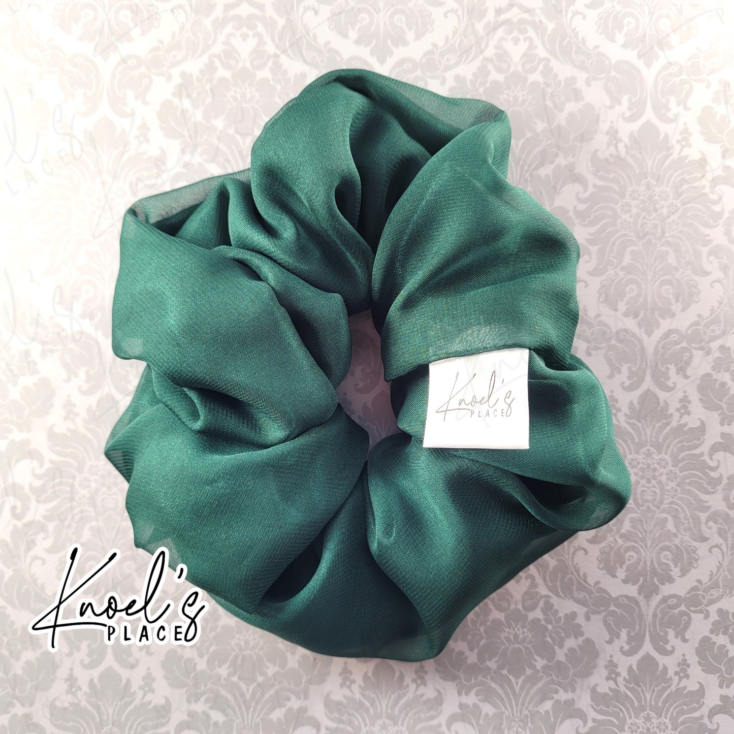 Evergreen Handmade Scrunchies | Double-Layer Satin & Chiffon Oversized or Single Layer Satin Hair Ties