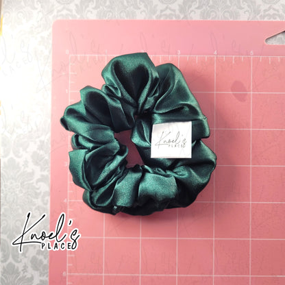 Evergreen Handmade Scrunchies | Double-Layer Satin & Chiffon Oversized or Single Layer Satin Hair Ties
