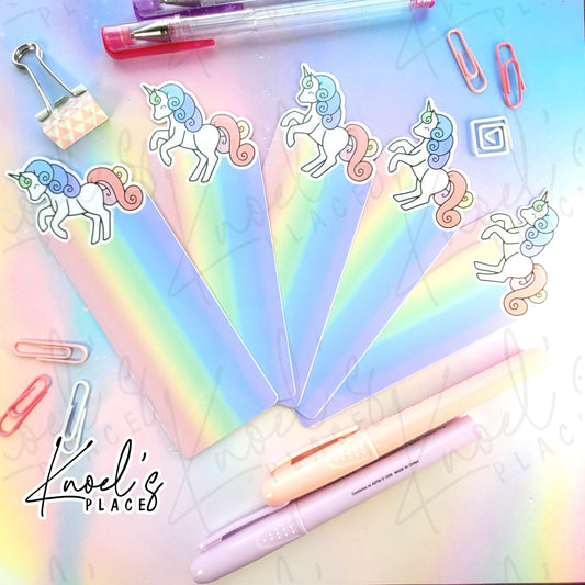 Kawaii Unicorn Silhouette and Pattern Bookmark