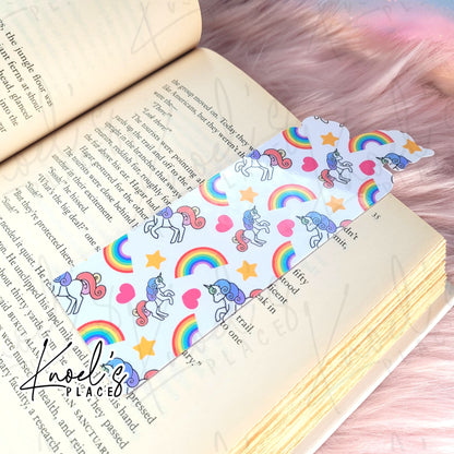 Kawaii Unicorn Silhouette and Pattern Bookmark