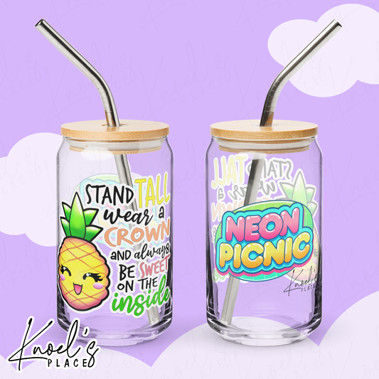 Stand Tall Neon Picnic Pineapple Can-shaped glass