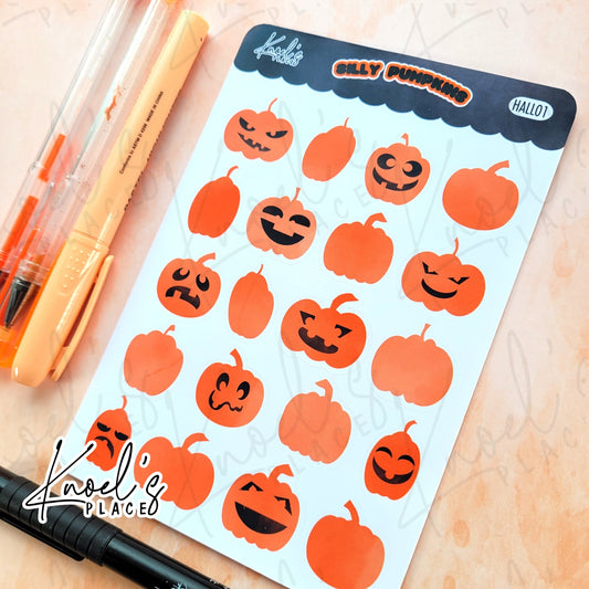 Silly Pumpkins Jack o' Lantern Planner Sticker Sheet