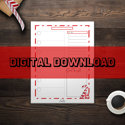 Sweet Thoughts Candy Cane Christmas Weekly Bullet Journal Planner Page