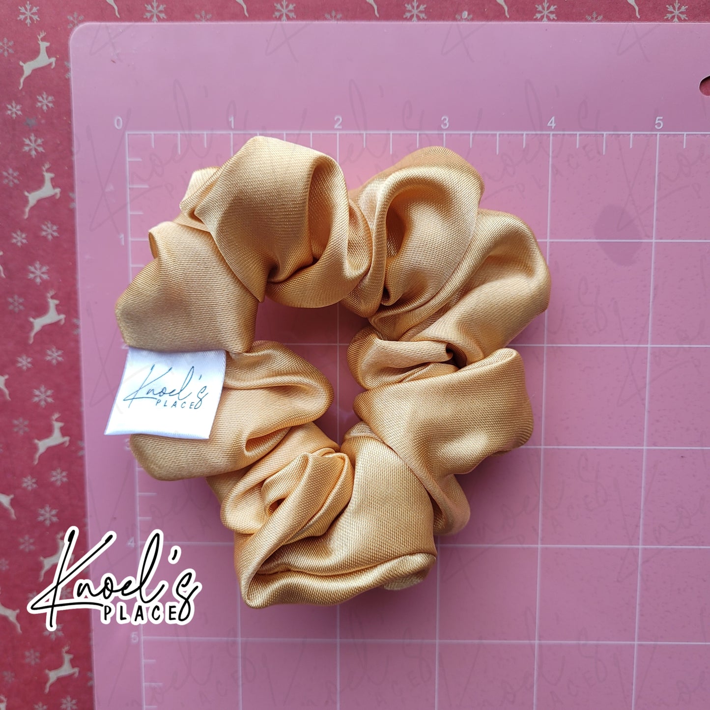 Auld Gold Handmade Scrunchies | Double-Layer Satin & Chiffon Oversized or Single Layer Satin Hair Ties