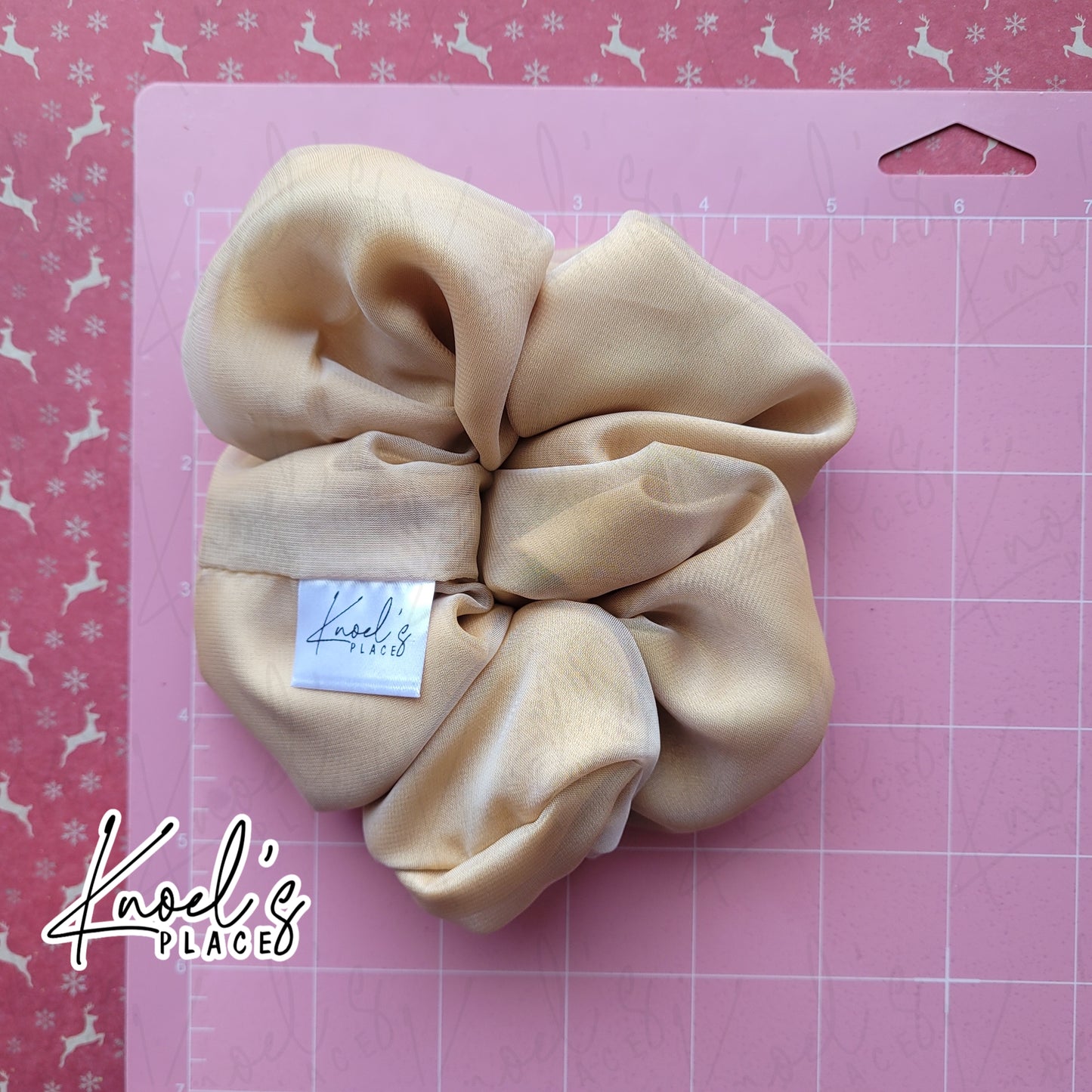 Auld Gold Handmade Scrunchies | Double-Layer Satin & Chiffon Oversized or Single Layer Satin Hair Ties