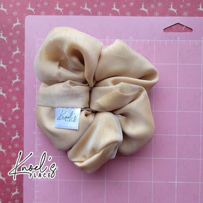 Auld Gold Handmade Scrunchies | Double-Layer Satin & Chiffon Oversized or Single Layer Satin Hair Ties
