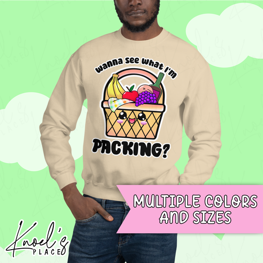 Wanna See What I'm Packing? Neon Picnic Basket Unisex Sweatshirt