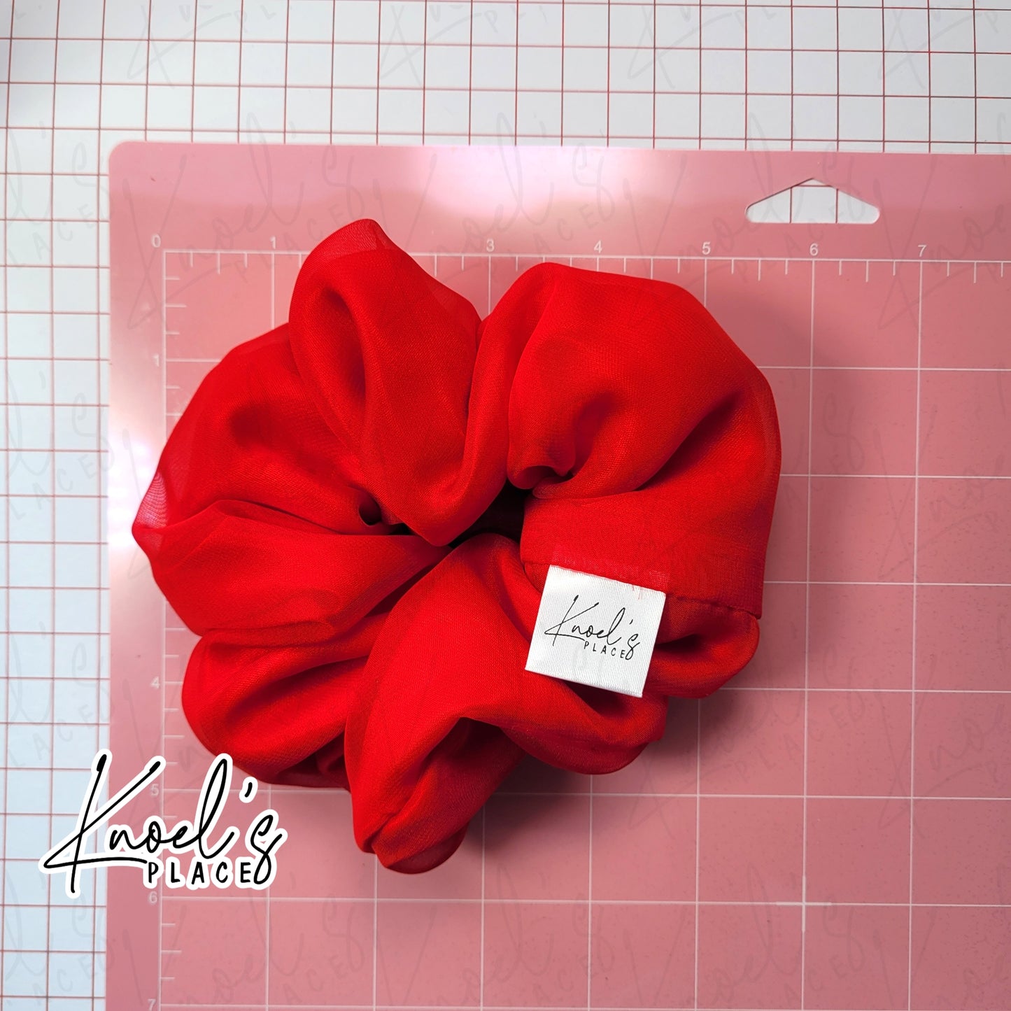 Candy Red Handmade Scrunchies | Double-Layer Satin & Chiffon Oversized or Single Layer Satin Hair Ties