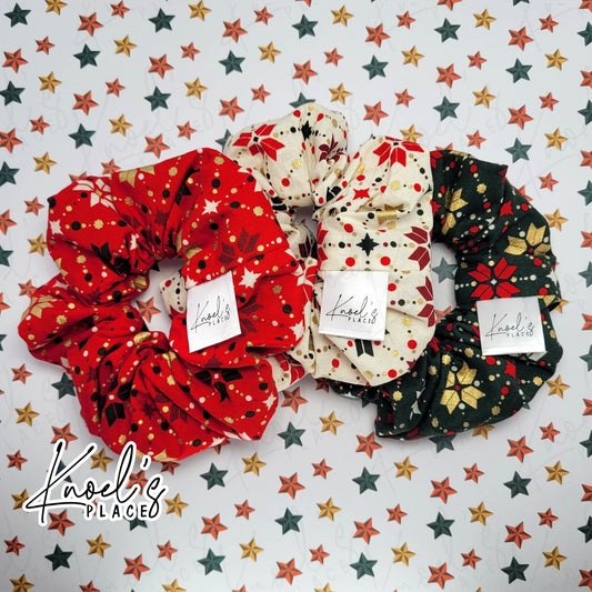 Christmas Pattern Handmade Cotton Scrunchies