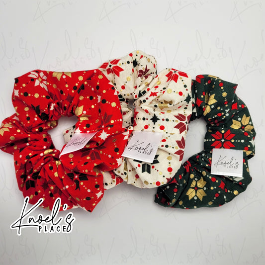 Christmas Pattern Handmade Cotton Scrunchies