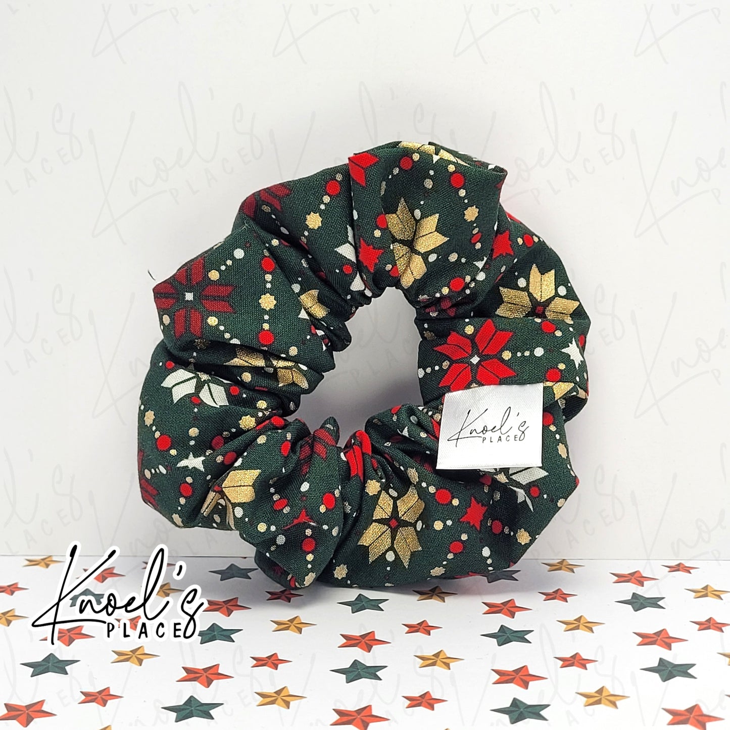 Christmas Pattern Handmade Cotton Scrunchies