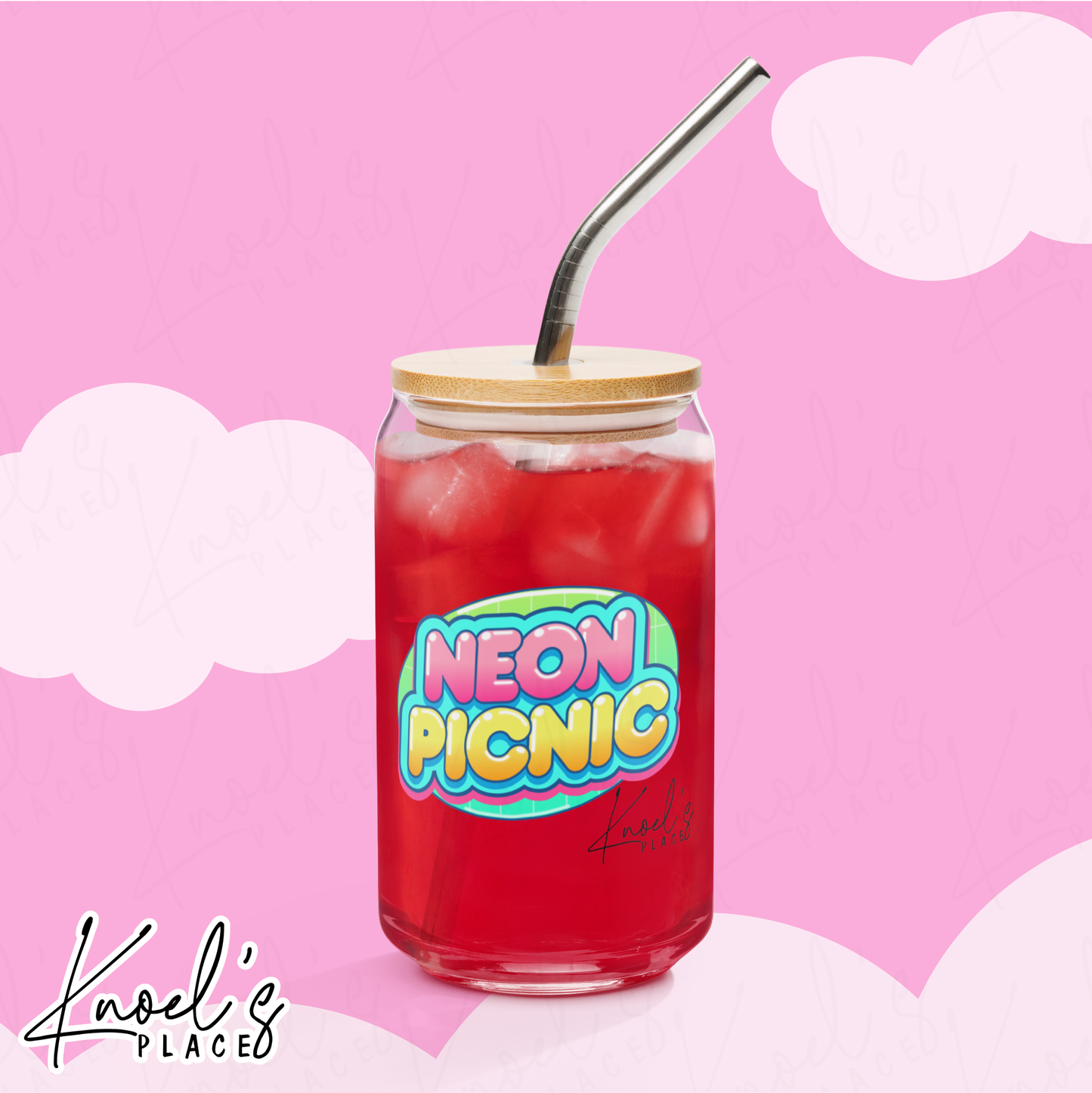 Feelin' Zesty Neon Picnic Citrus Can-shaped glass