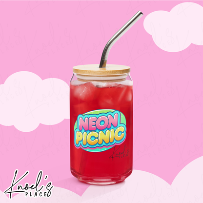 Feelin' Zesty Neon Picnic Citrus Can-shaped glass