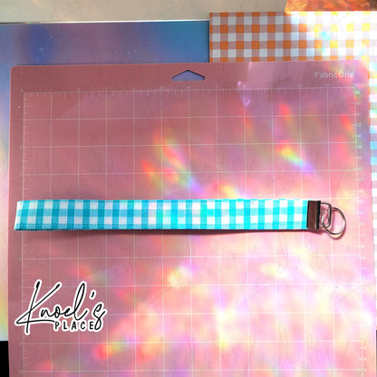Cloud Soda (Blue) | Neon Picnic Gingham Wristlet Keychain