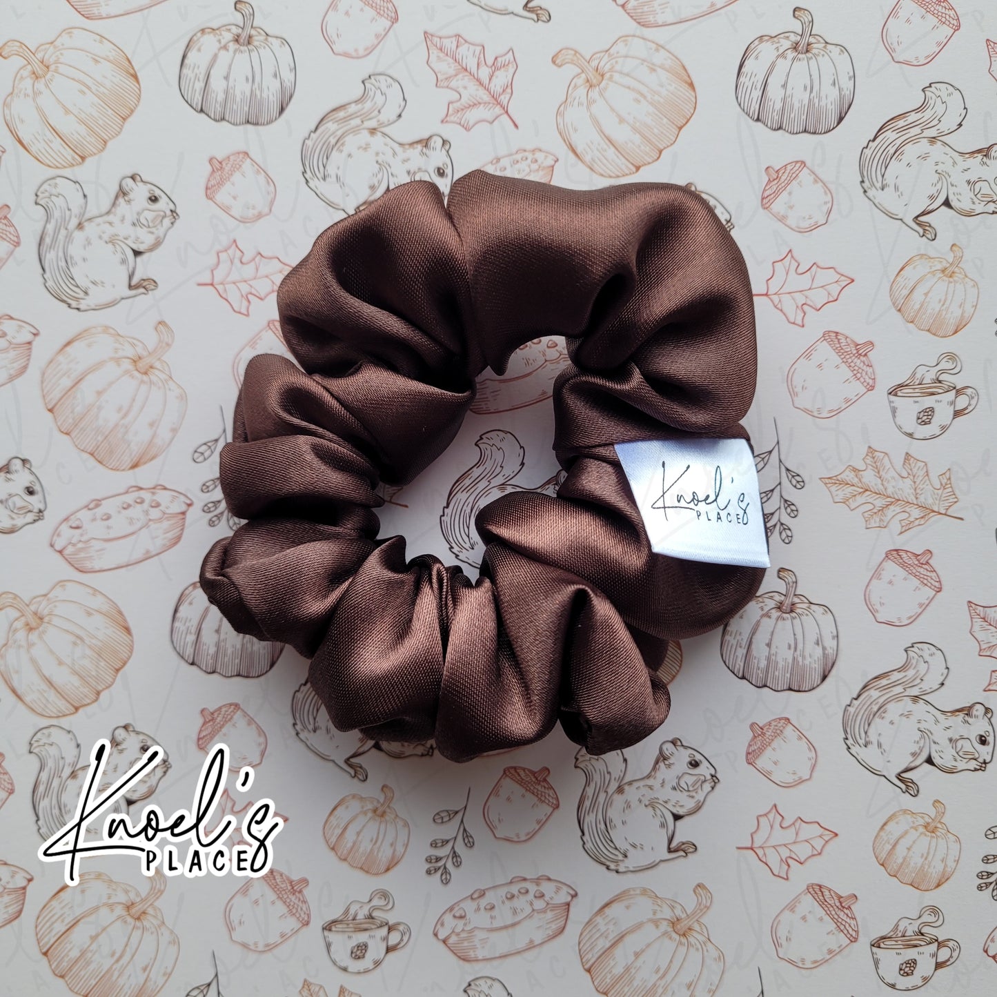Cocoa Brown Handmade Scrunchies | Double-Layer Satin & Chiffon Oversized or Single Layer Satin Hair Ties