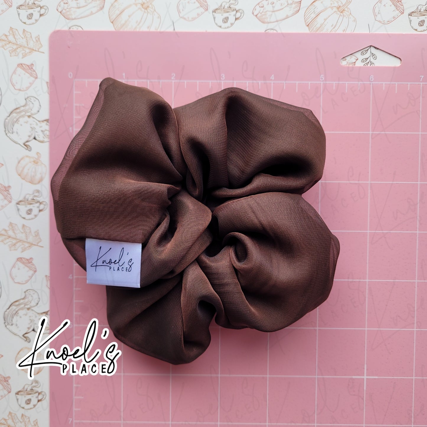 Cocoa Brown Handmade Scrunchies | Double-Layer Satin & Chiffon Oversized or Single Layer Satin Hair Ties