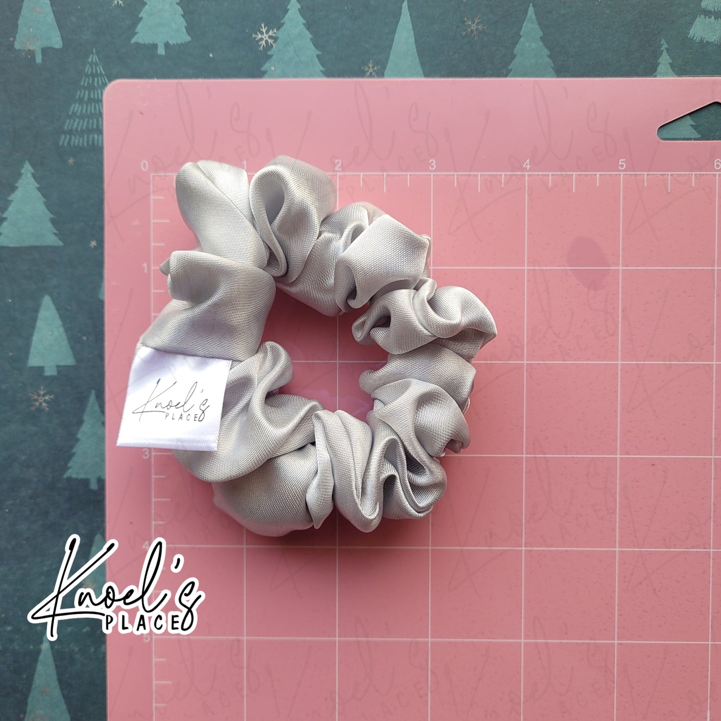 Frostbite Silver Handmade Scrunchies | Double-Layer Satin & Chiffon Oversized or Single Layer Satin Hair Ties