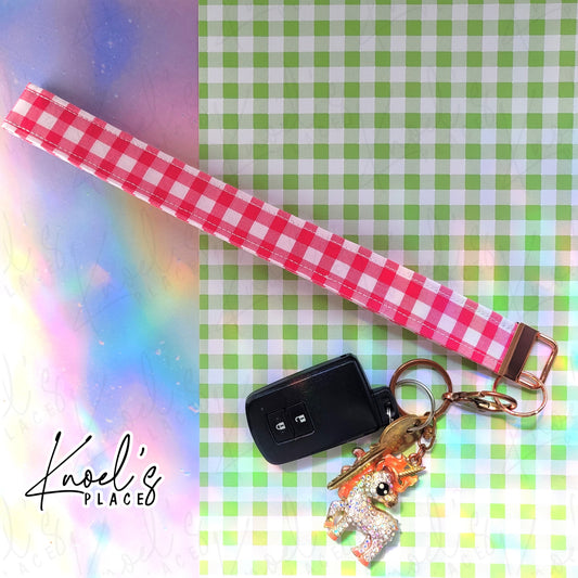Fruit Punch (Pink) | Neon Picnic Gingham Wristlet Keychain