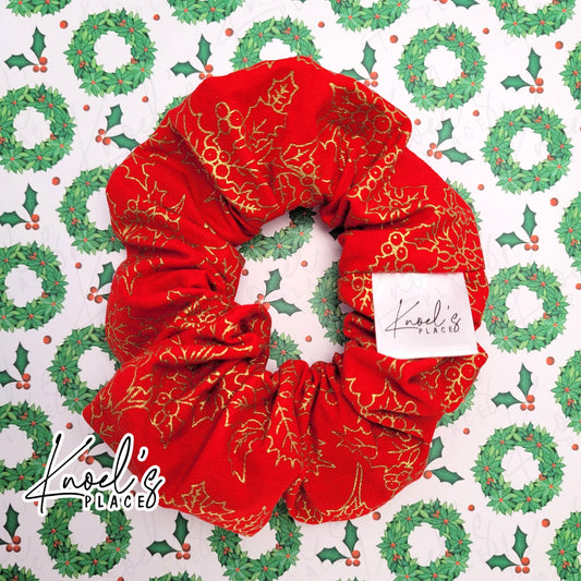 Holly | Christmas Pattern Handmade Cotton Scrunchies