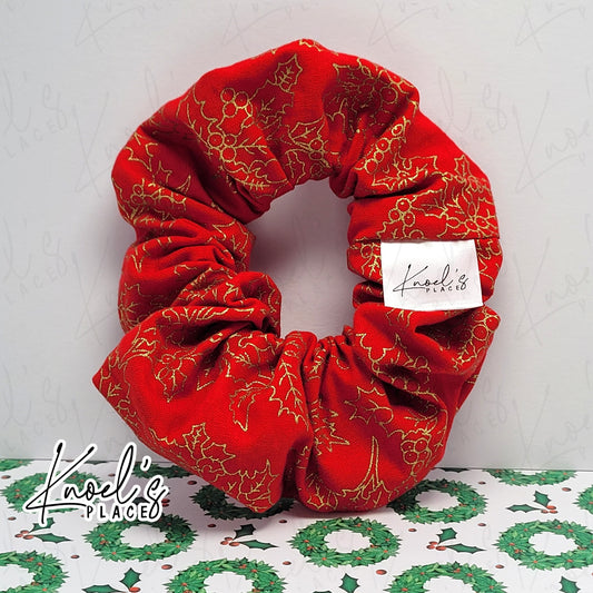 Holly | Christmas Pattern Handmade Cotton Scrunchies