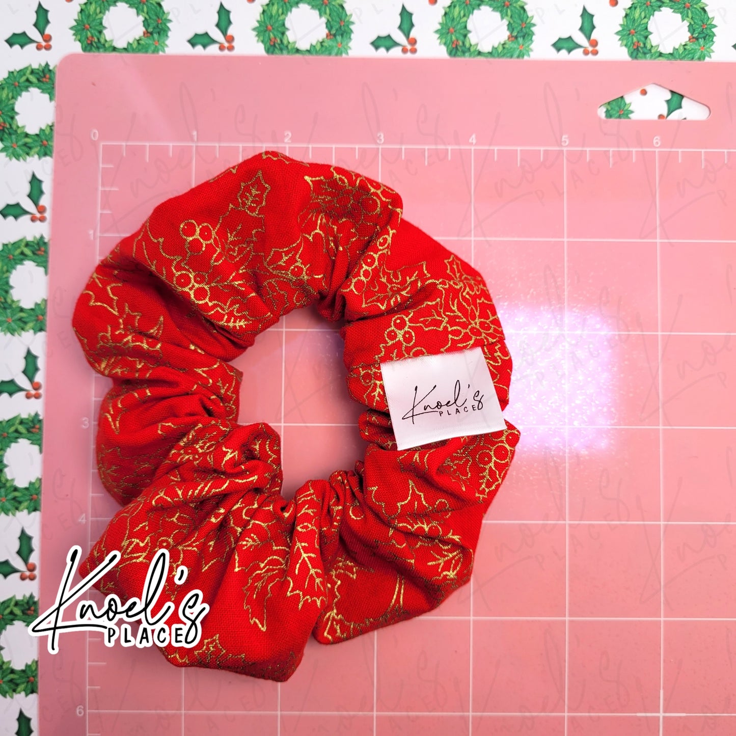 Holly | Christmas Pattern Handmade Cotton Scrunchies