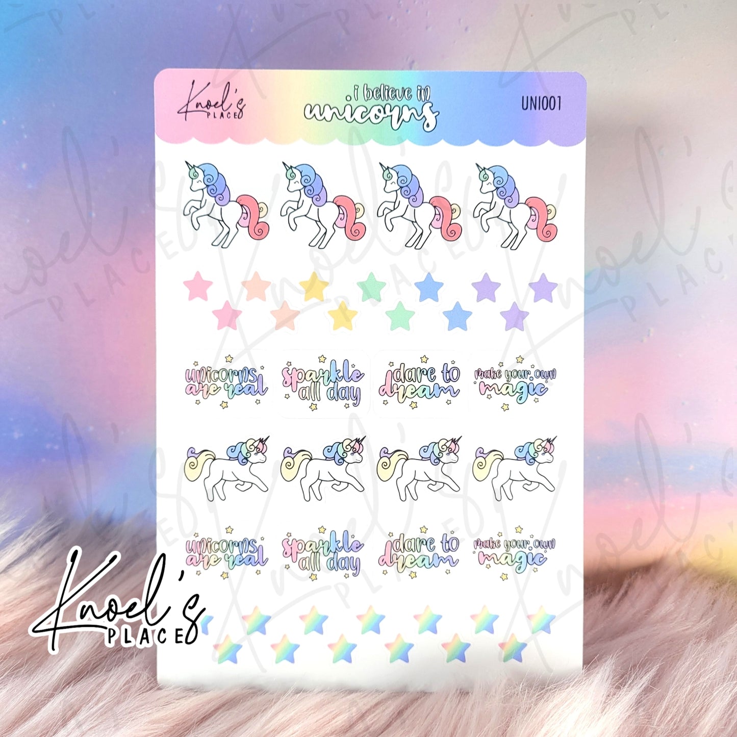 I Believe in Unicorns | Kawaii Unicorn Planner Sticker Sheet