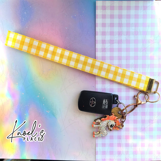Lemon Curd (Yellow) | Neon Picnic Gingham Wristlet Keychain