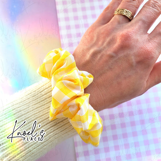 Lemon Curd (Yellow) | Neon Picnic Gingham Handmade Cotton Scrunchie