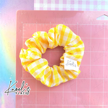 Lemon Curd (Yellow) | Neon Picnic Gingham Handmade Cotton Scrunchie