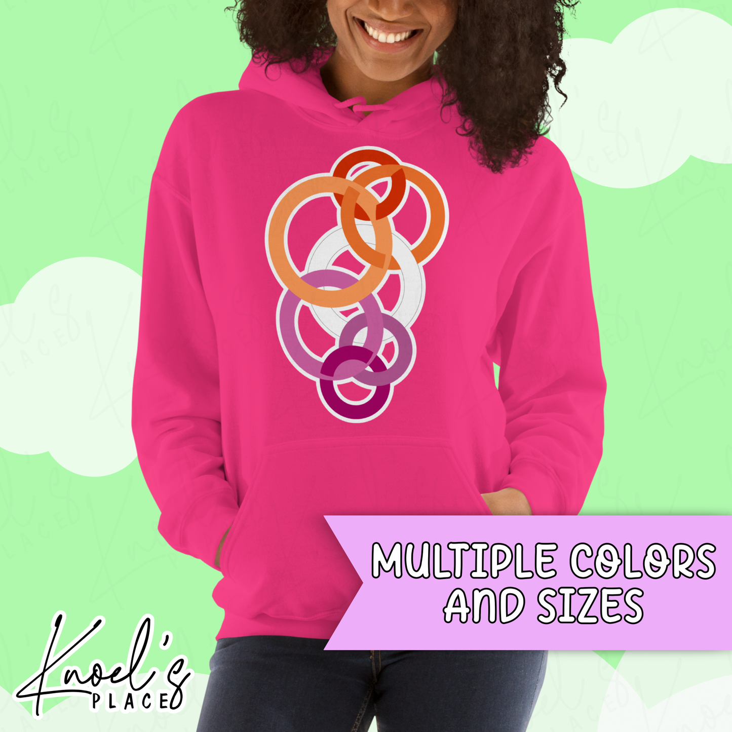 Stealth Geometric Lesbian Pride Flag Unisex Hoodie