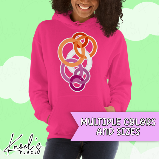 Stealth Geometric Lesbian Pride Flag Unisex Hoodie