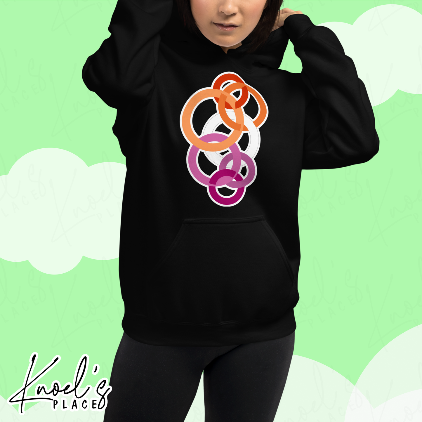 Stealth Geometric Lesbian Pride Flag Unisex Hoodie
