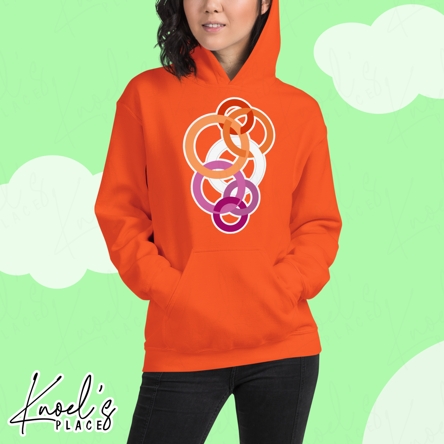 Stealth Geometric Lesbian Pride Flag Unisex Hoodie