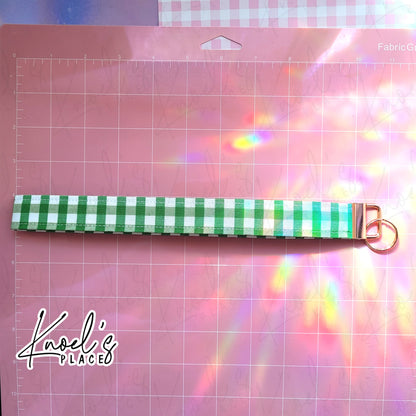 Key Lime Pie (Green) | Neon Picnic Gingham Wristlet Keychain