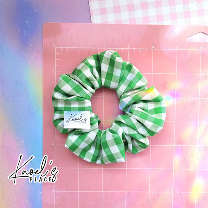 Key Lime Pie (Green) | Neon Picnic Gingham Handmade Cotton Scrunchie