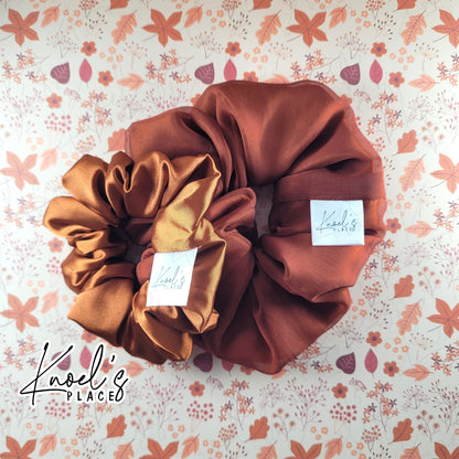Maple Handmade Scrunchies | Double-Layer Satin & Chiffon Oversized or Single Layer Satin Hair Ties