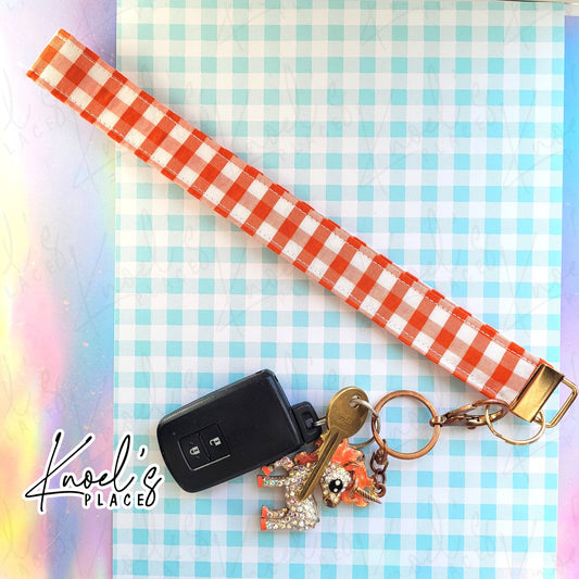 Marmalade (Orange) | Neon Picnic Gingham Wristlet Keychain