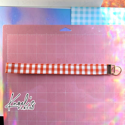 Marmalade (Orange) | Neon Picnic Gingham Wristlet Keychain