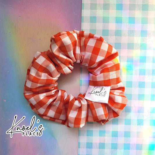 Marmalade (Orange) | Neon Picnic Gingham Handmade Cotton Scrunchie