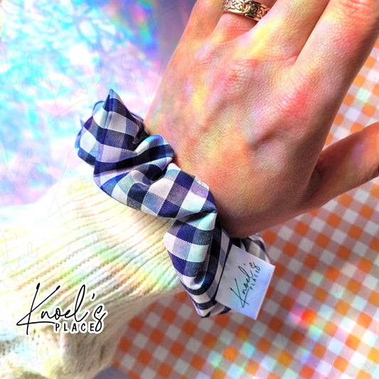 Midnight Snack (Navy) | Neon Picnic Gingham Handmade Cotton Scrunchie