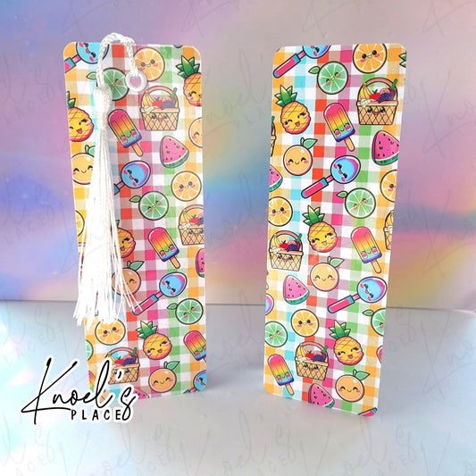 Neon Picnic Pals & Gingham Pattern Bookmark