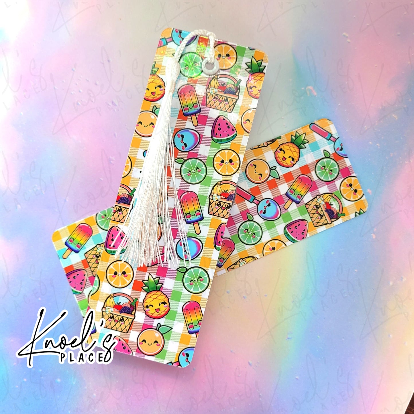 Neon Picnic Pals & Gingham Pattern Bookmark