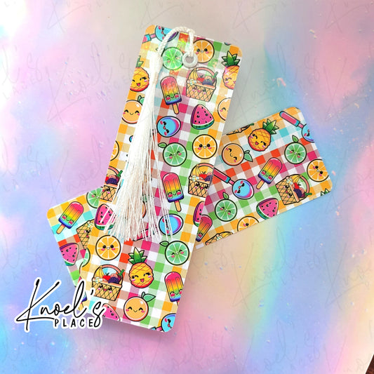 Neon Picnic Pals & Gingham Pattern Bookmark