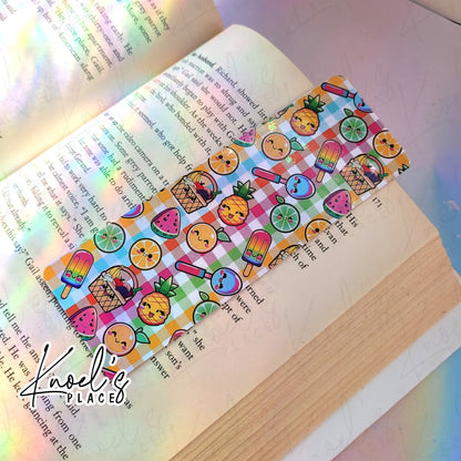 Neon Picnic Pals & Gingham Pattern Bookmark