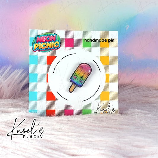 Chillbert Popsicle Pin | Neon Picnic Character Handmade Pin